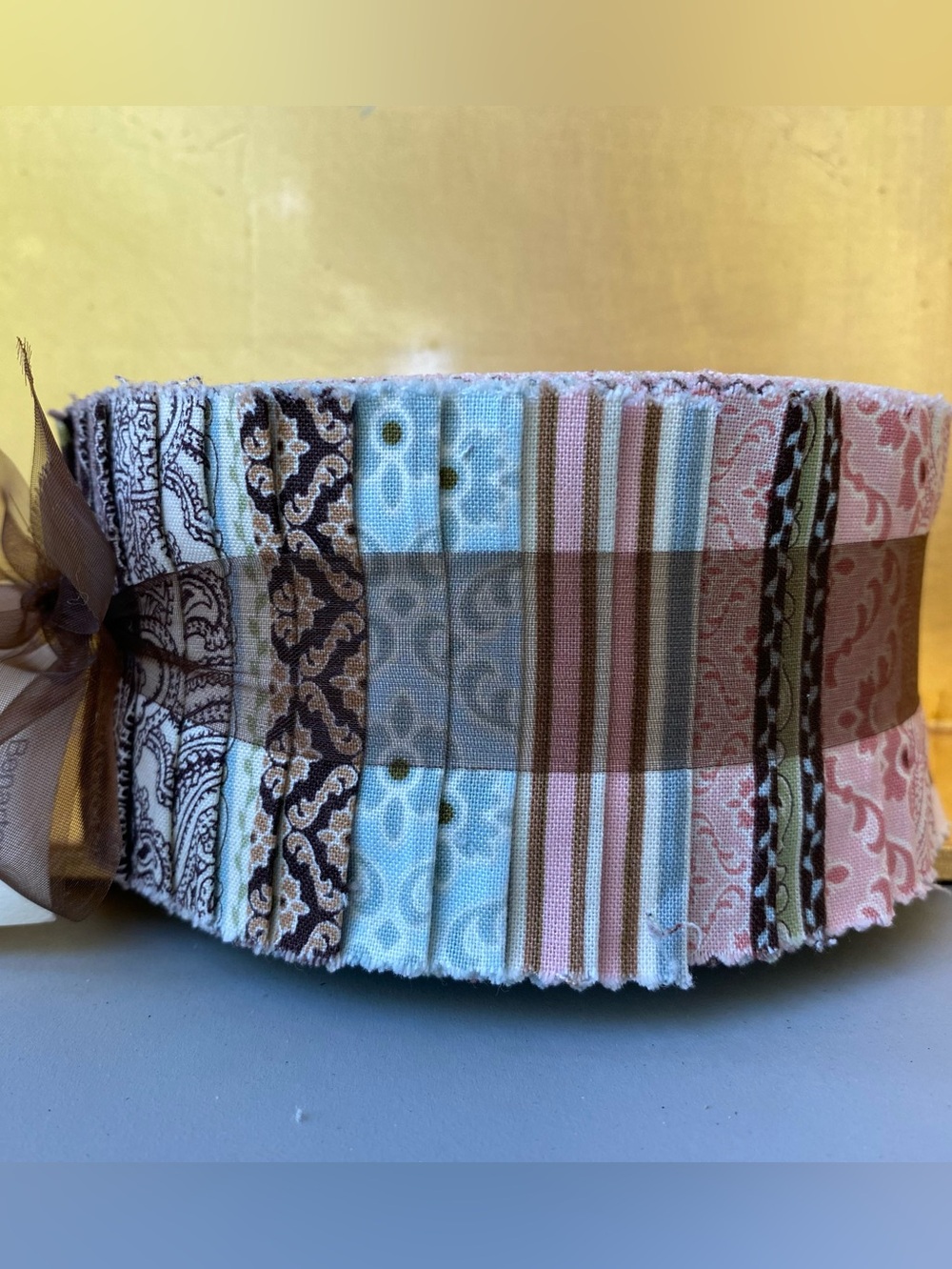 NWT Benartex Fabric Jellyroll. (40) strips. Browns, Rose, Sage Colors